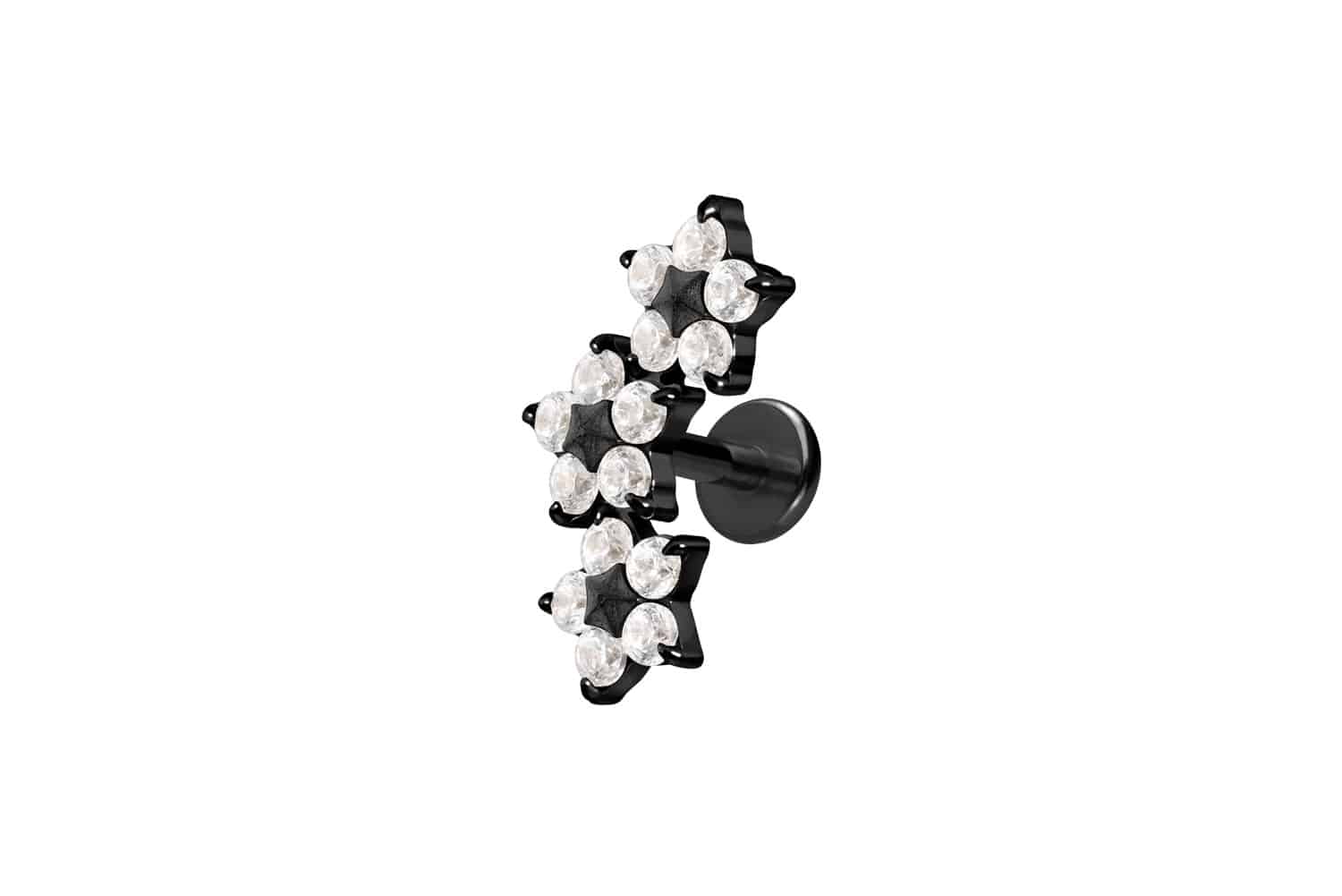 Titan Labret Piercing mit Innengewinde 3 KRISTALLBLUMEN